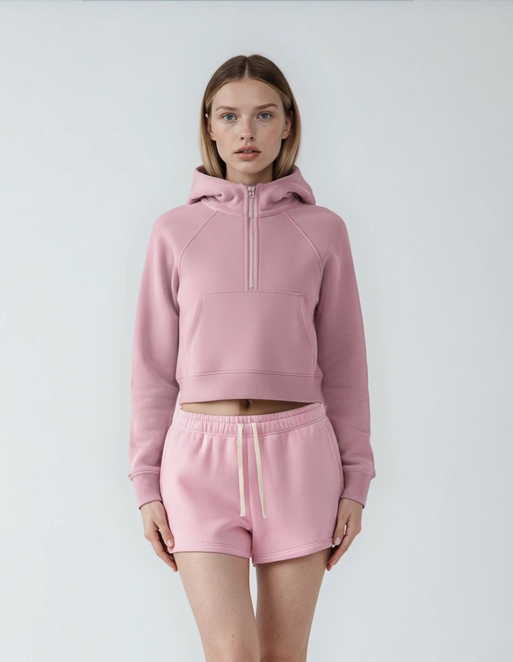 First Touch Cropped Half-Zip Hoodie