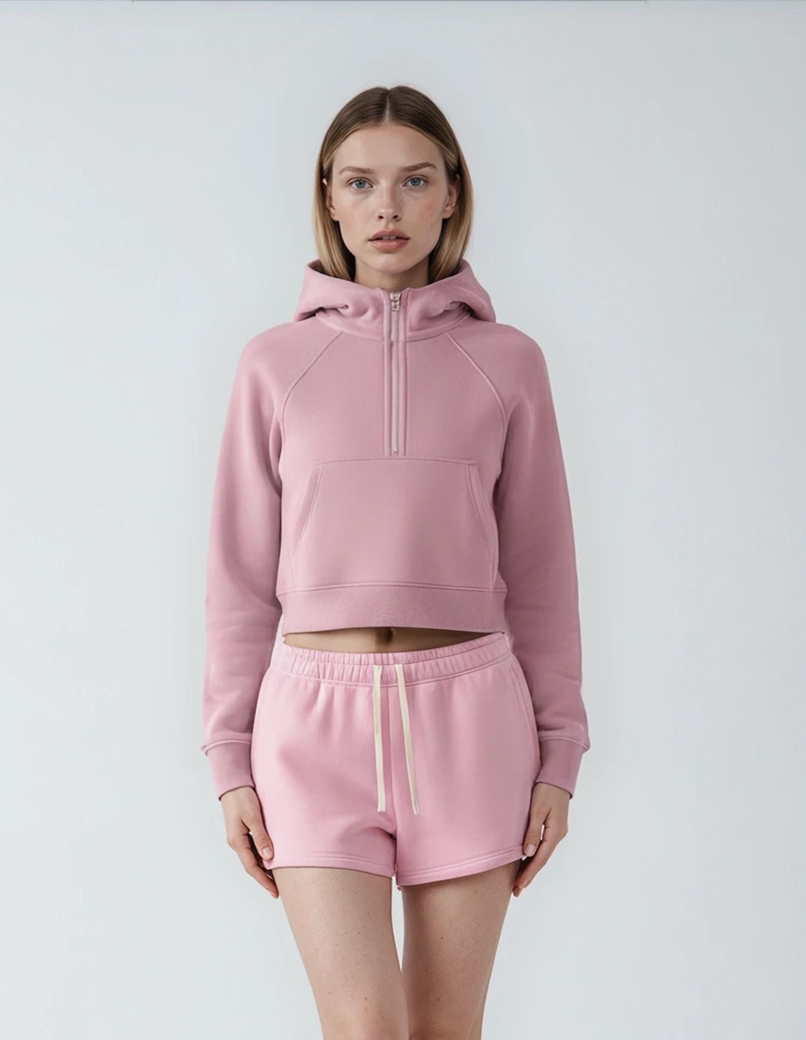 First Touch Cropped Half-Zip Hoodie