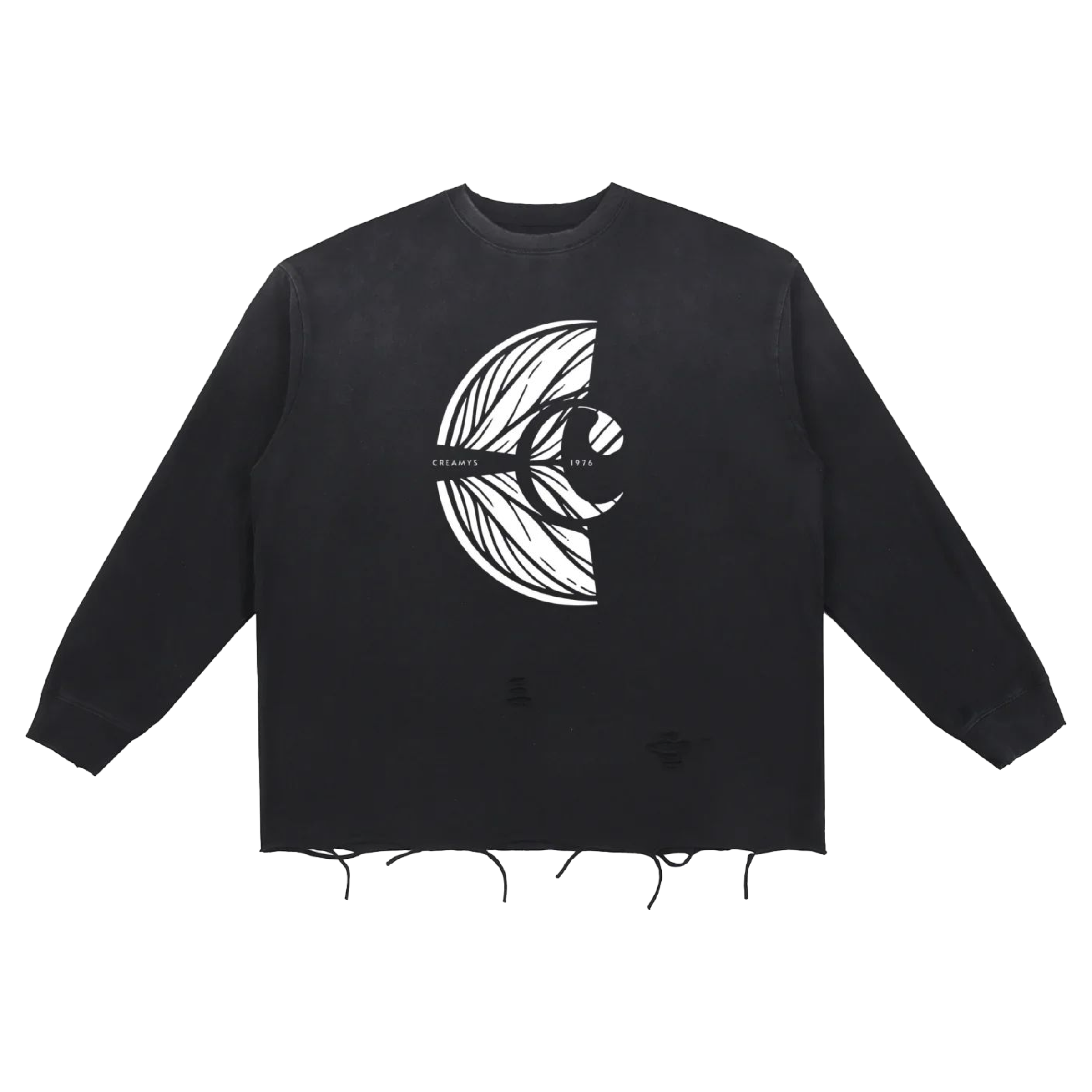 Snow Wash Raw Edge Cotton T-Shirt