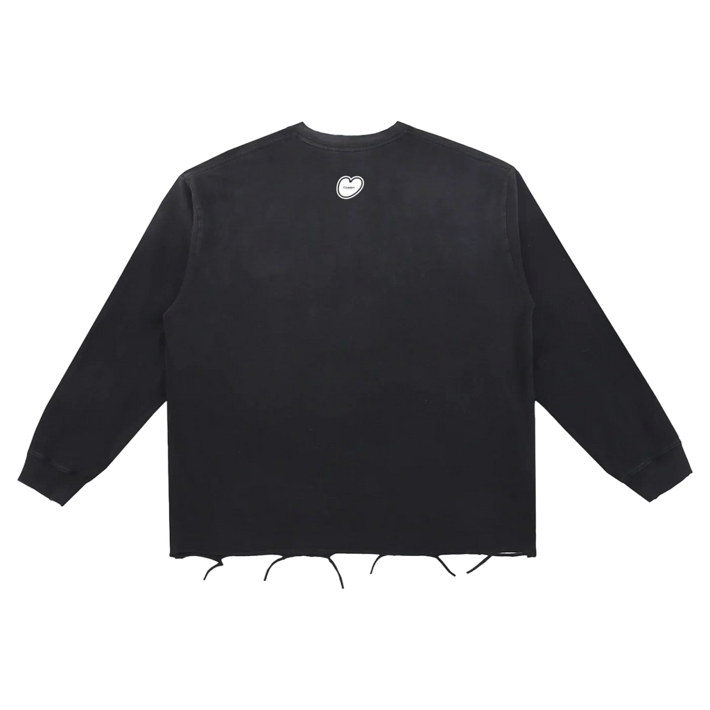 Snow Wash Raw Edge Cotton T-Shirt